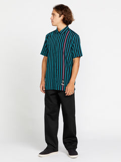 Schroff X Volcom Stripe Short Sleeve Shirt - Dusty Aqua