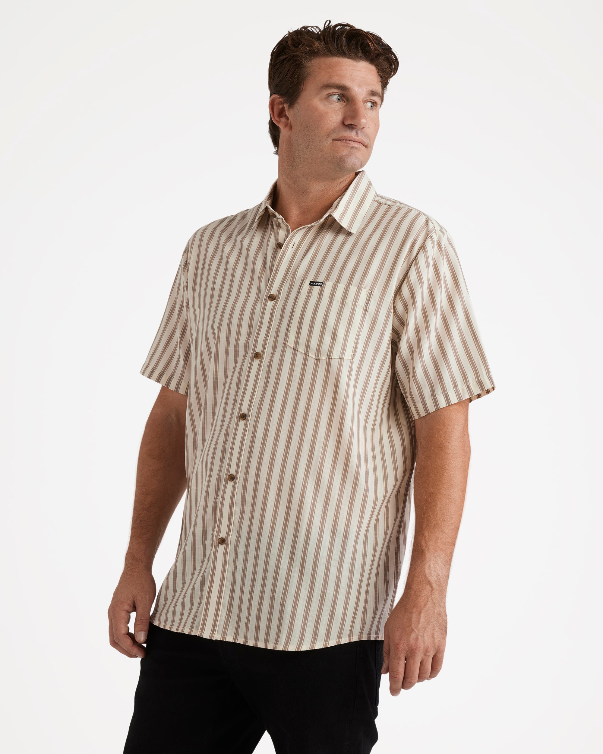 Mens Arvostripe Woven Short Sleeve Shirt