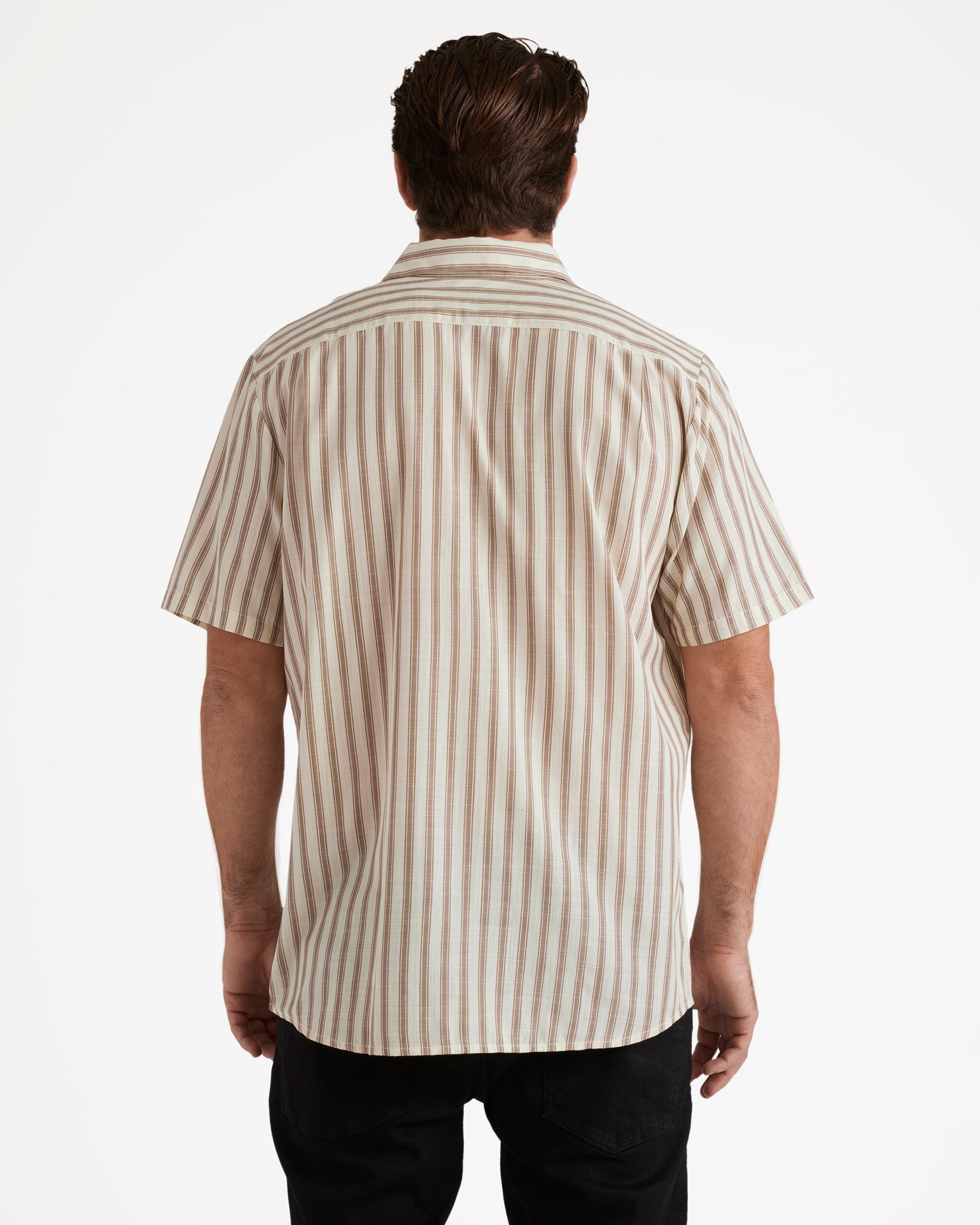 Mens Arvostripe Woven Short Sleeve Shirt