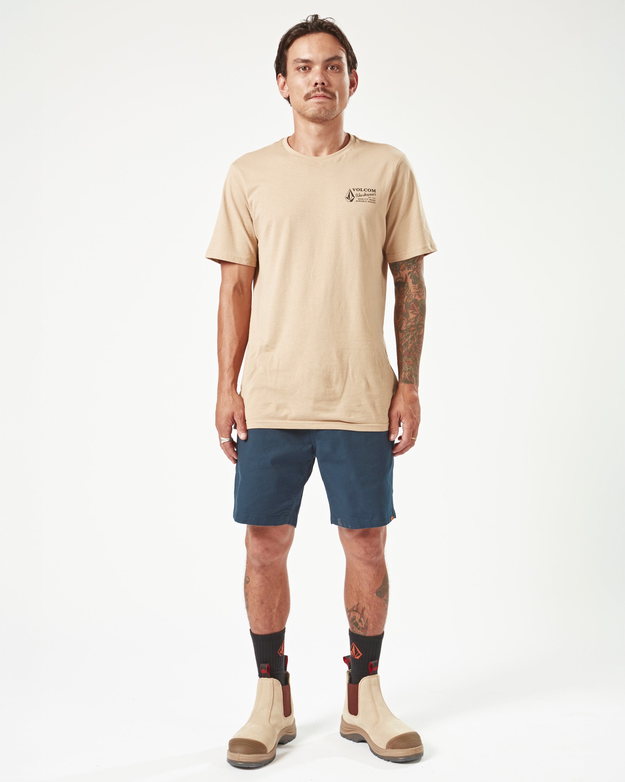 Mens Volcom Workwear Caliper Elastic Waist Short 17"