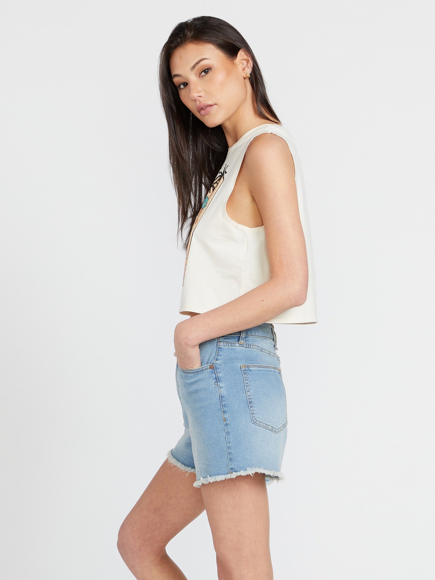 Womens Stone Step High Rise Short