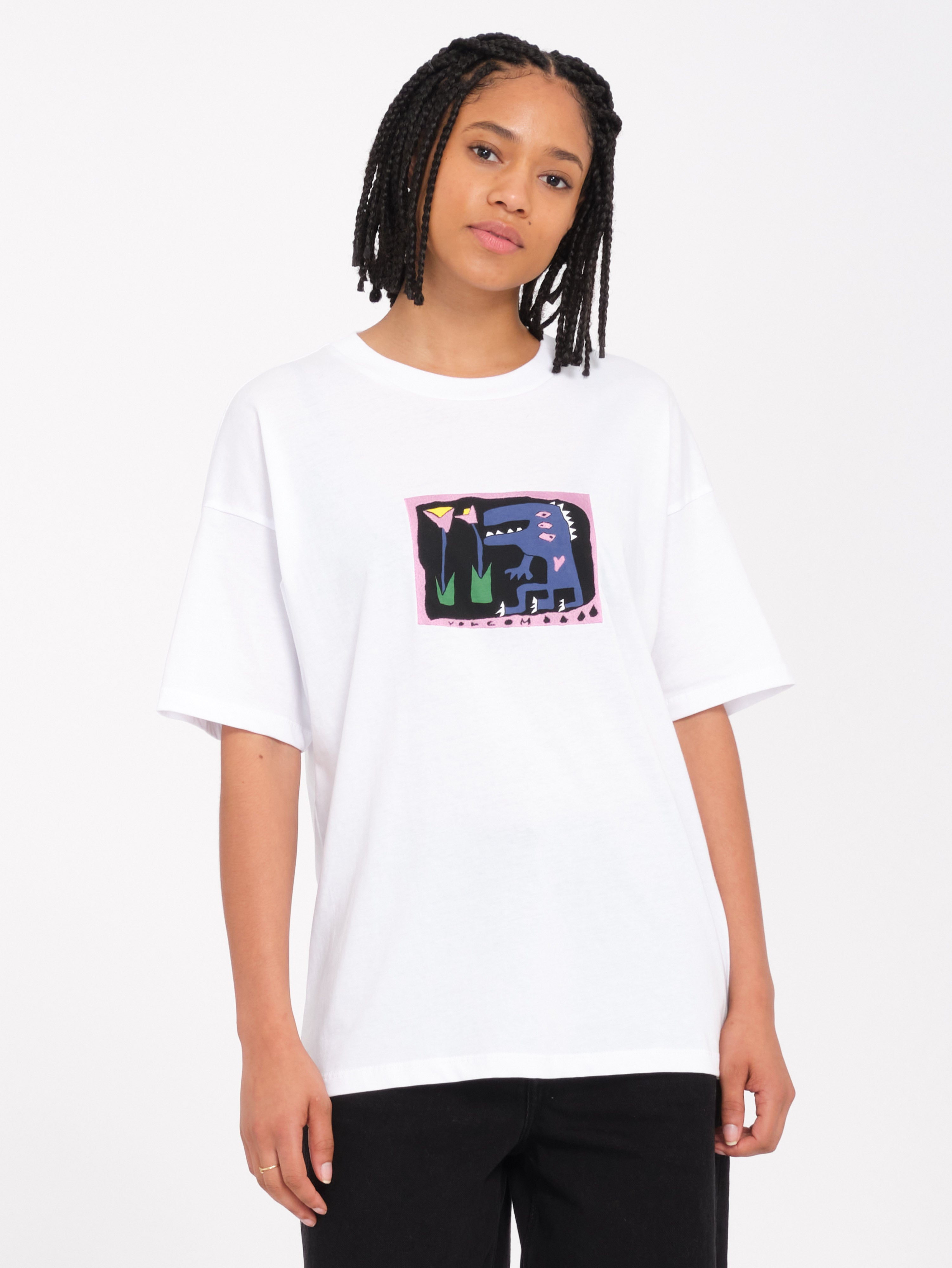 The Little Tee W/Rider Graphic - Washed White main image 1