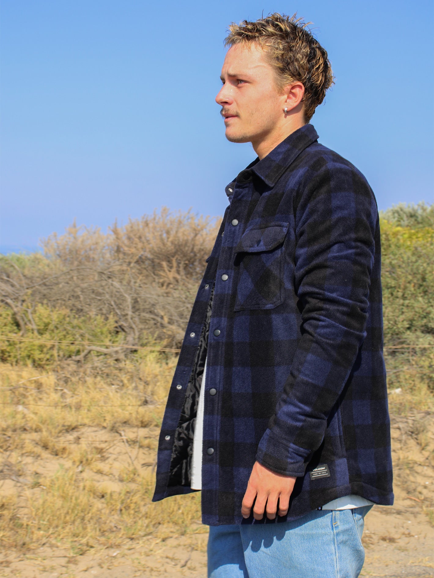VOLCOM BOWER POLAR FLEECE 中綿入りジャケット　CPO VOLCOM Men's BOWER Polar Fleece Shacket - BSN - Small - NWT