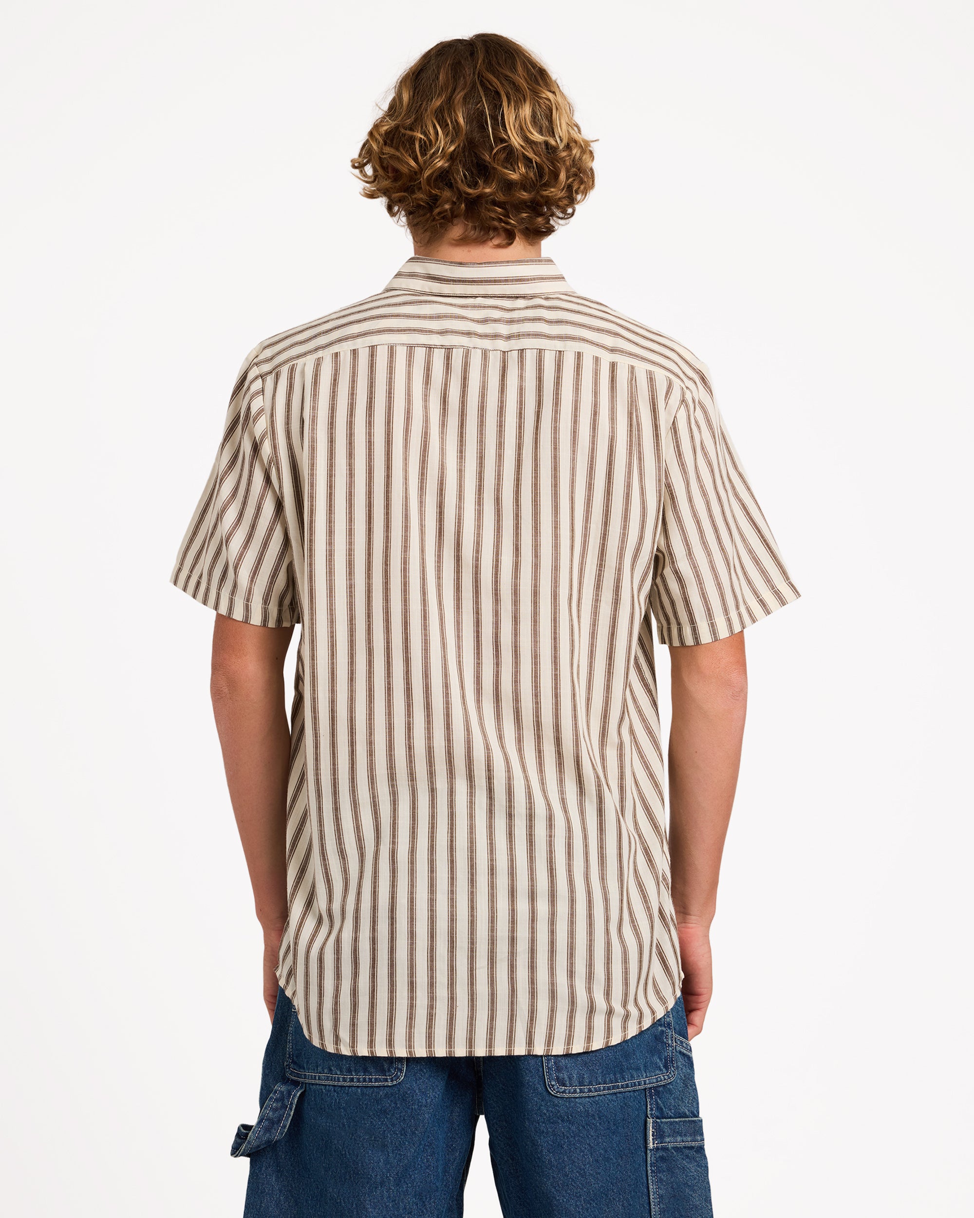 Mens Arvostripe Woven Short Sleeve Shirt