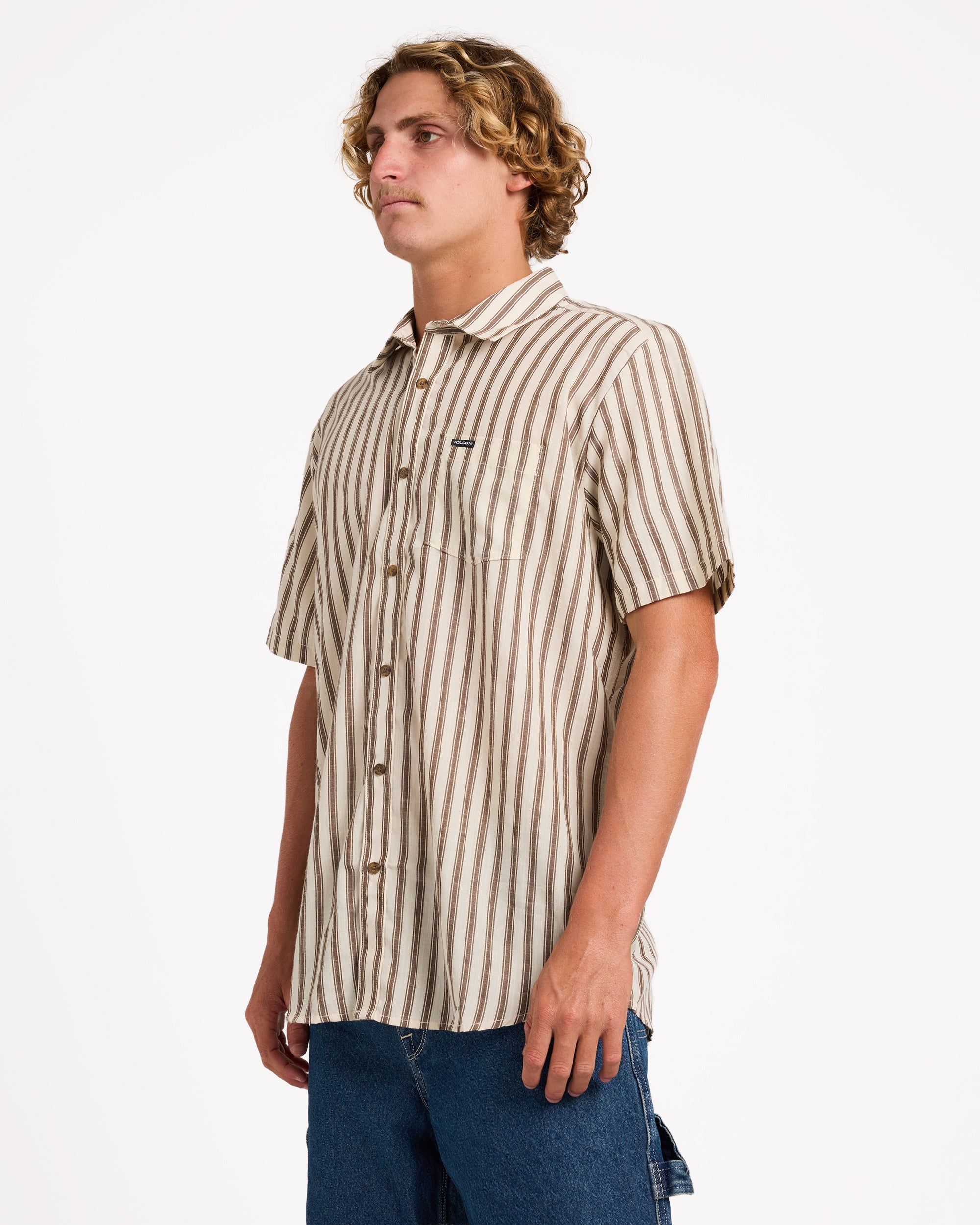 Mens Arvostripe Woven Short Sleeve Shirt