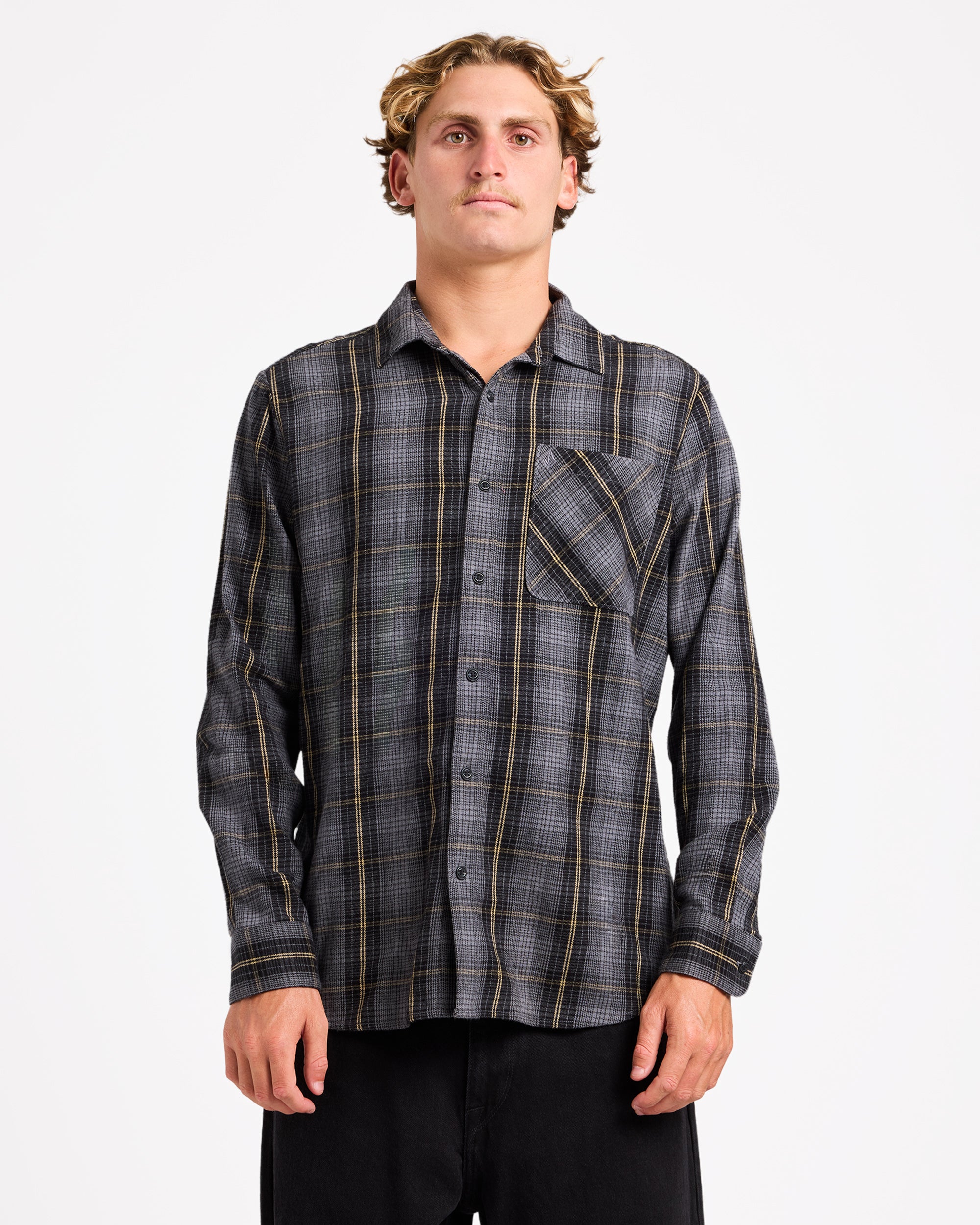 Mens Heavy Twills Flannel Long Sleeve Shirt