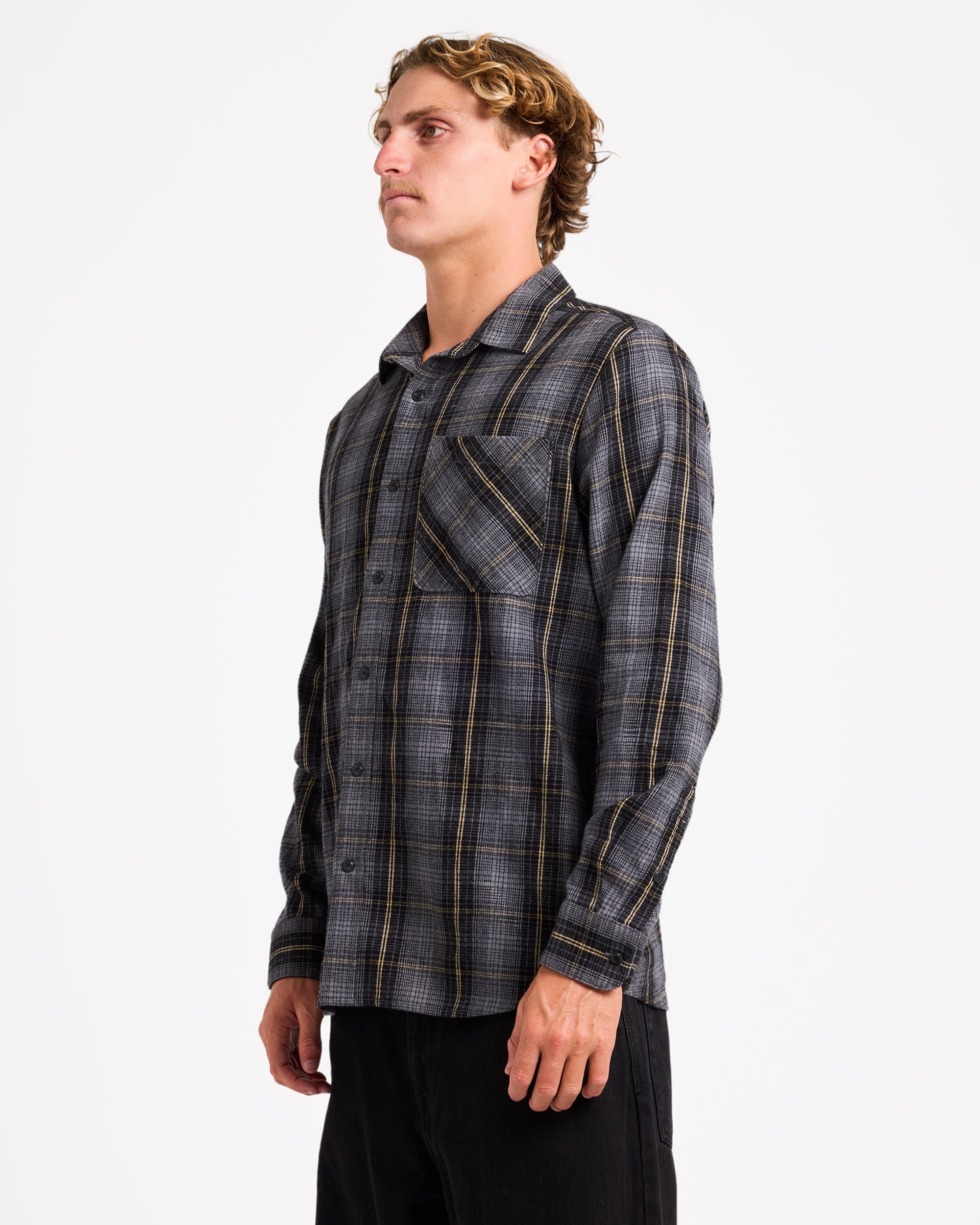Mens Heavy Twills Flannel Long Sleeve Shirt