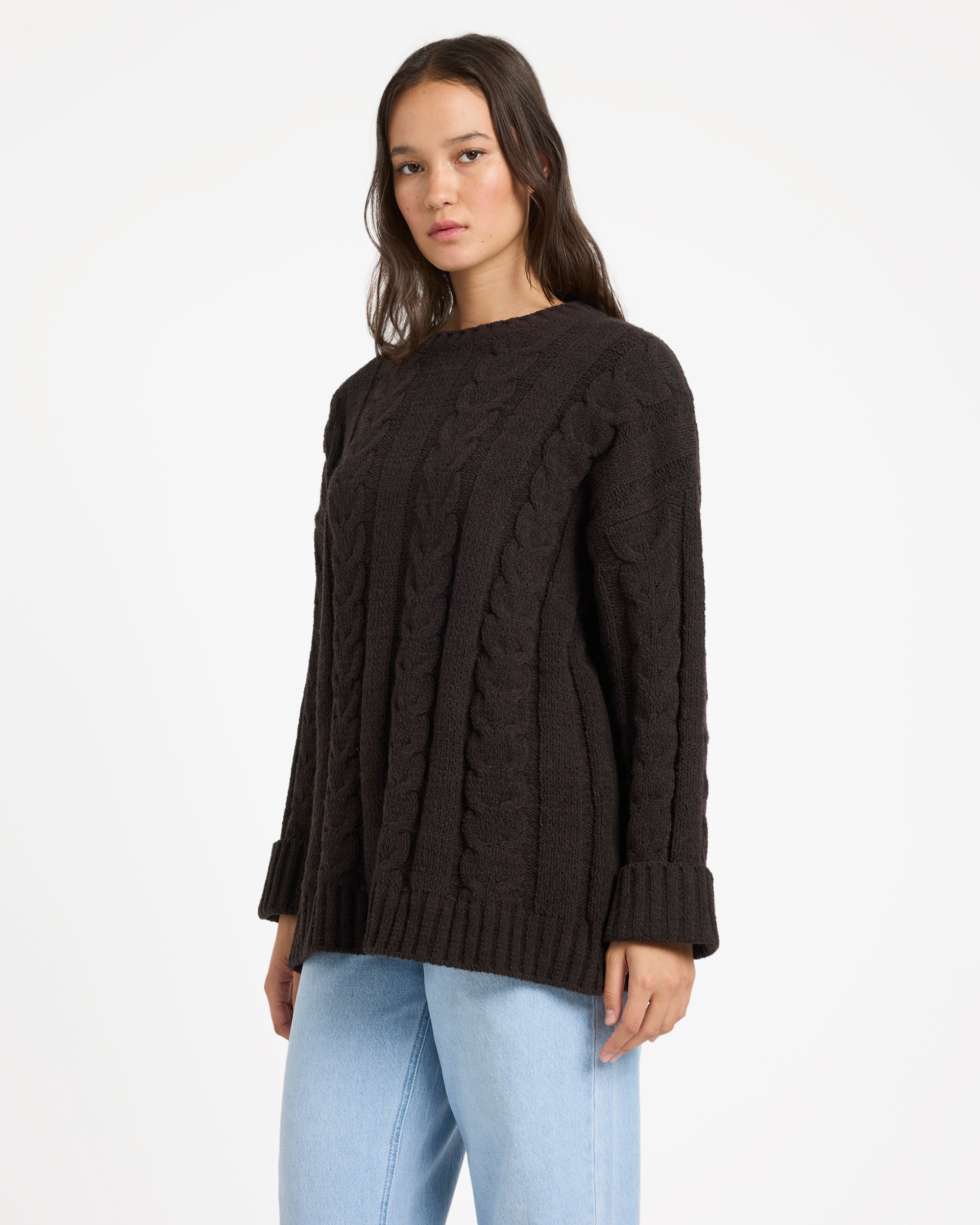 Womens Cable Cover Crew Neck