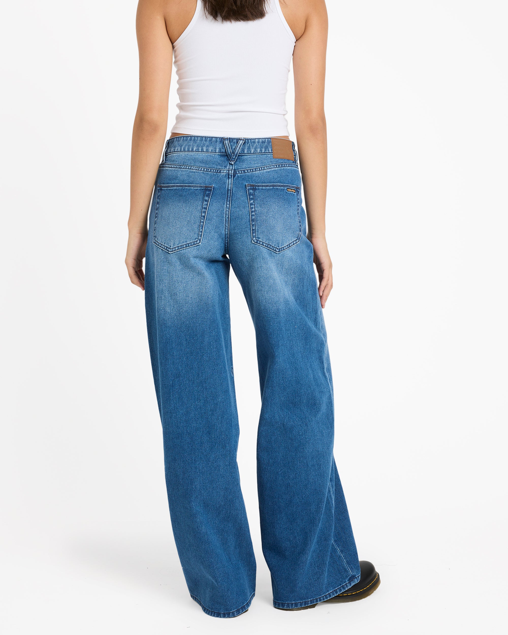 Womens Stoned Boyfriend Low Rise Denim Jeans