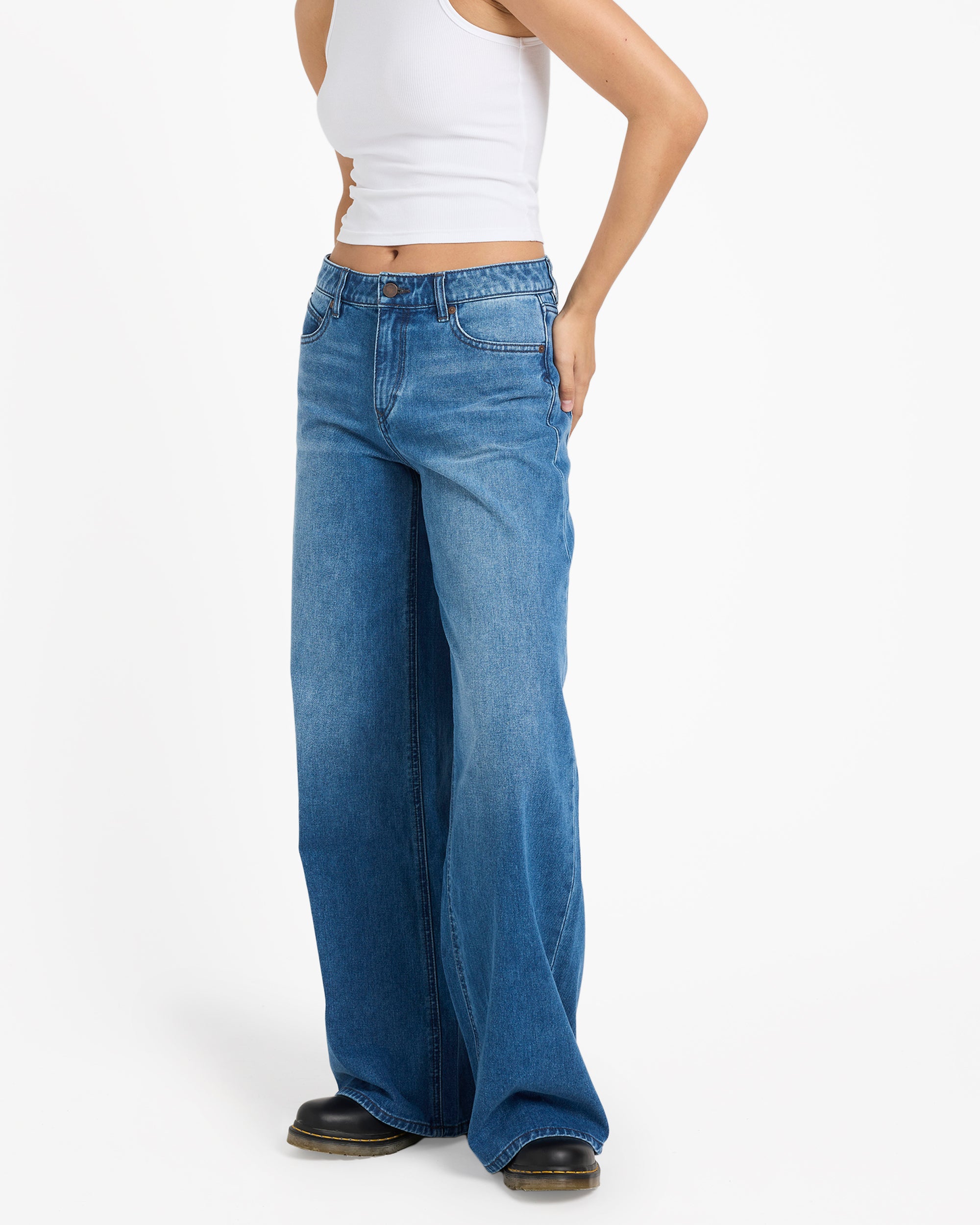 Womens Stoned Boyfriend Low Rise Denim Jeans