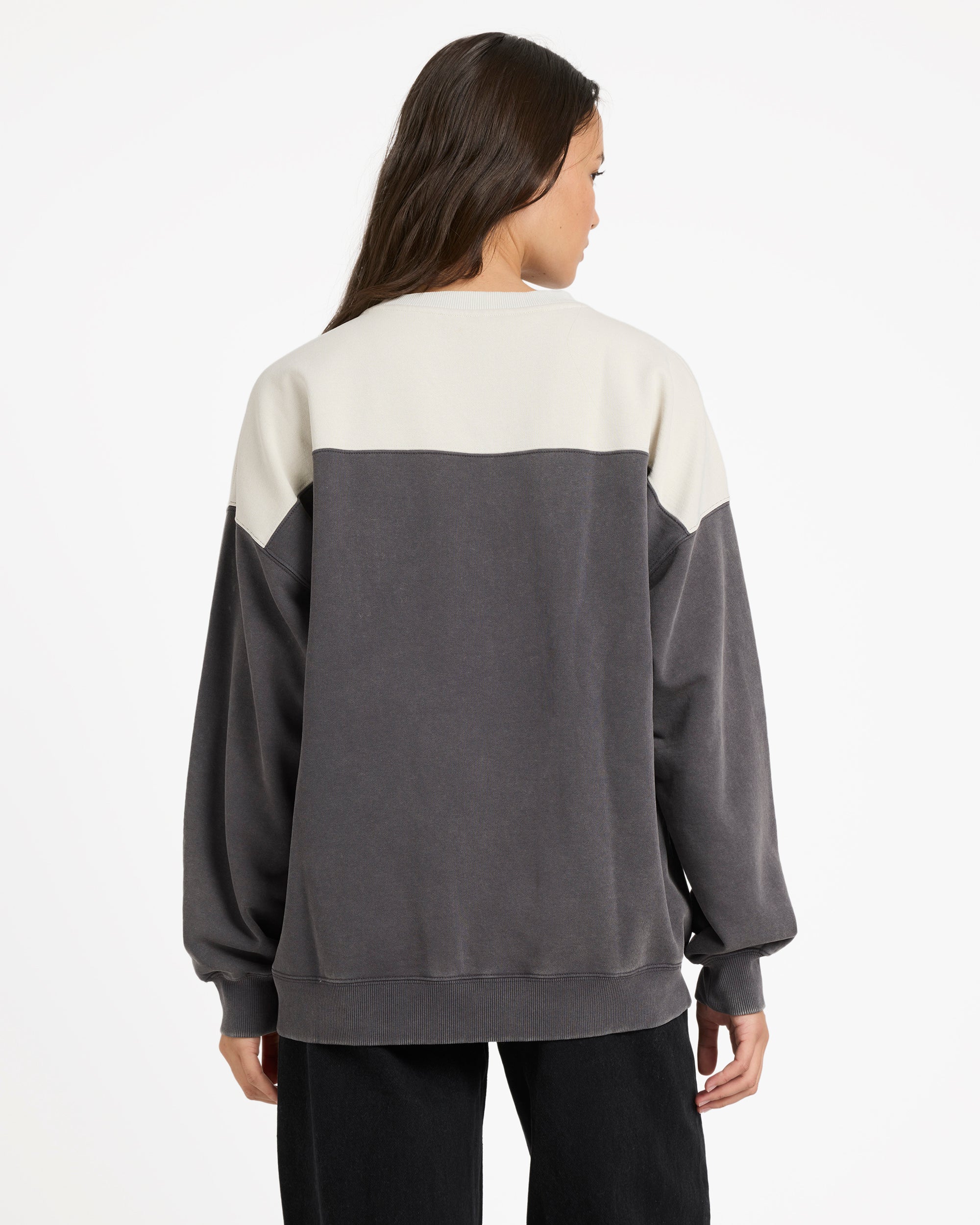 Womens Stone Blocked Crew Neck