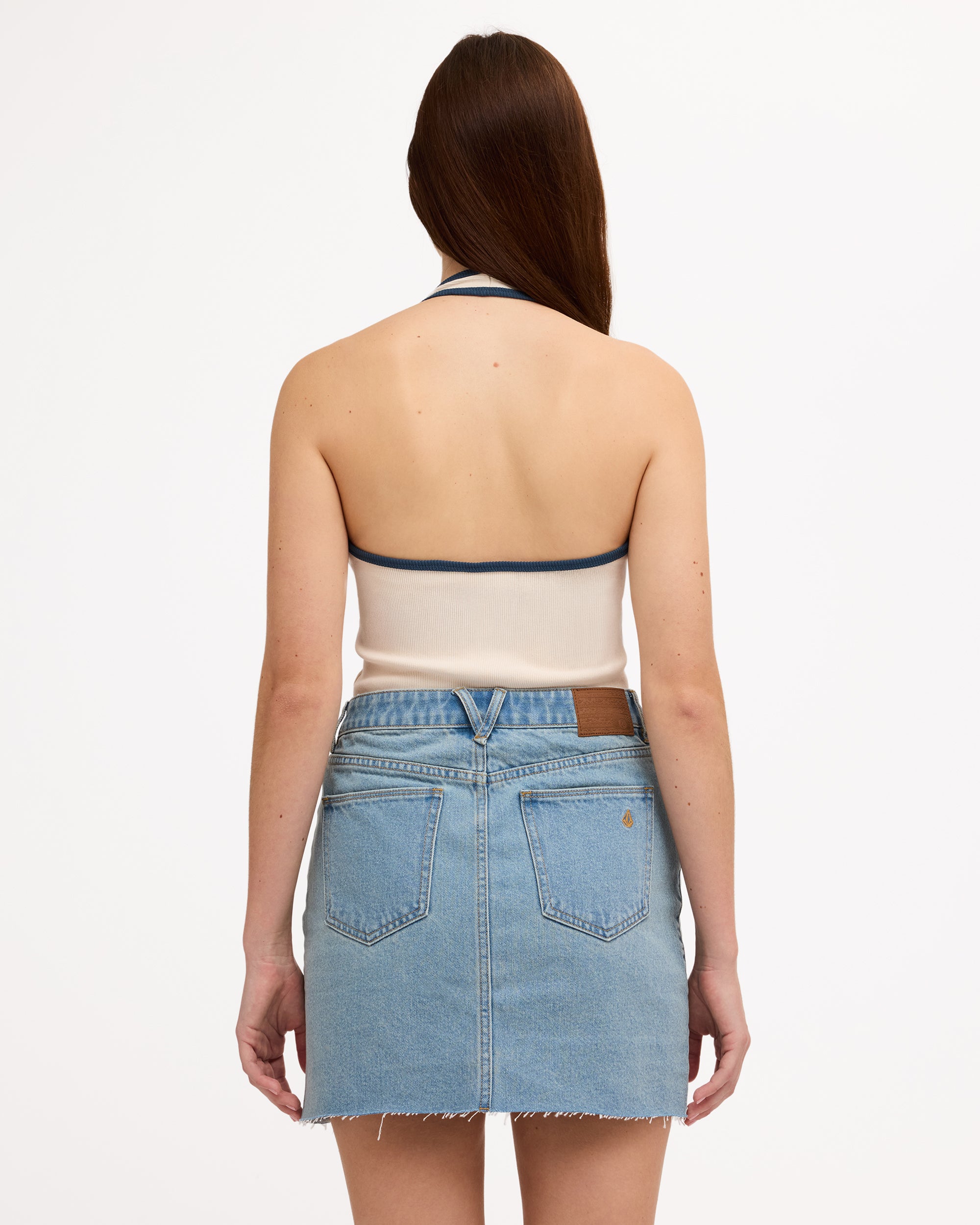 Womens Ramped Mini Denim Skirt
