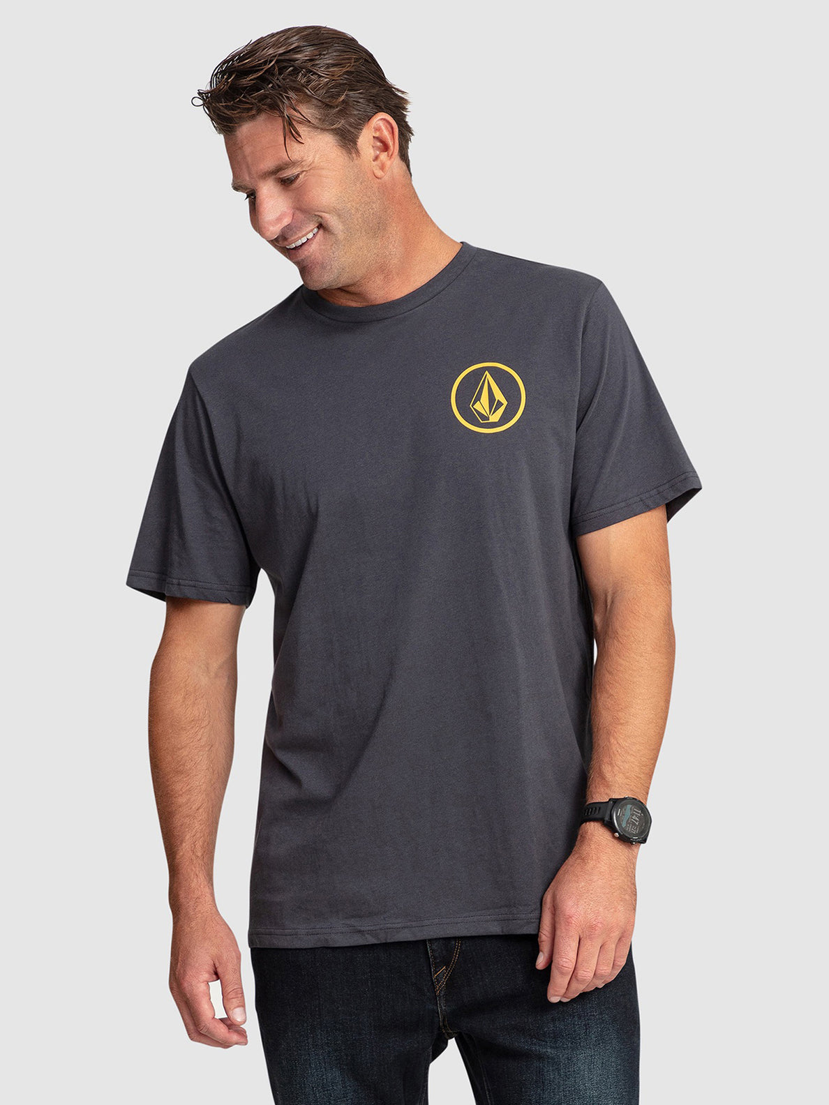 Mini Circle Stone Short Sleeve T-Shirt - Asphalt Black (A4302301_ASB) [F]