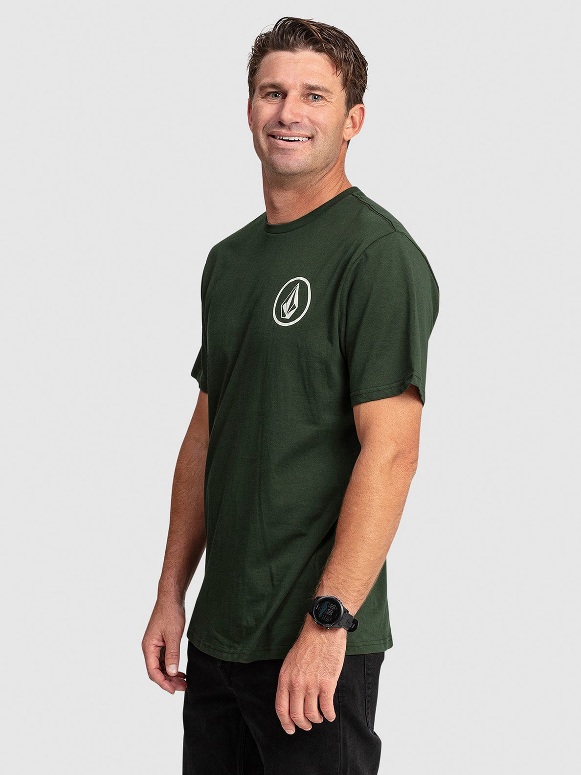 Mini Circle Stone Short Sleeve T-Shirt - Dark Green (A4302301_DKG) [1]