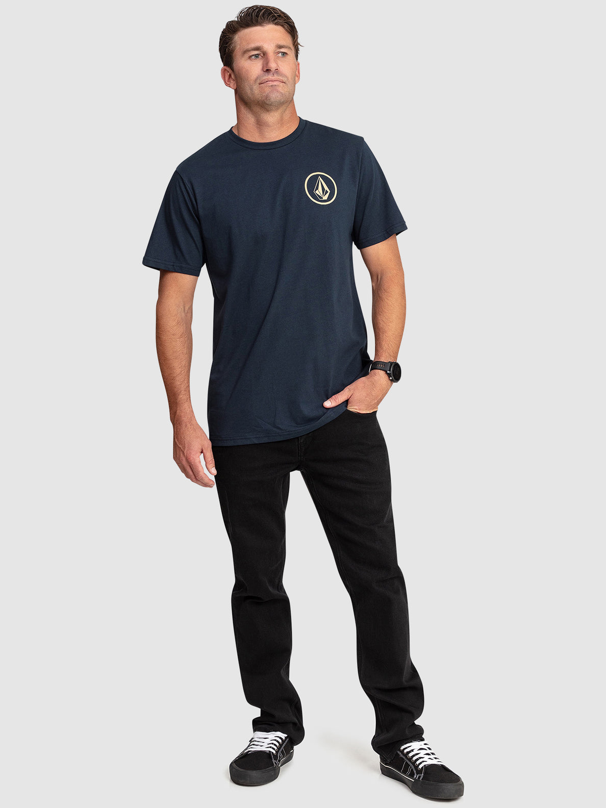 Mini Circle Stone Short Sleeve T-Shirt - Navy (A4302301_NVY) [3]