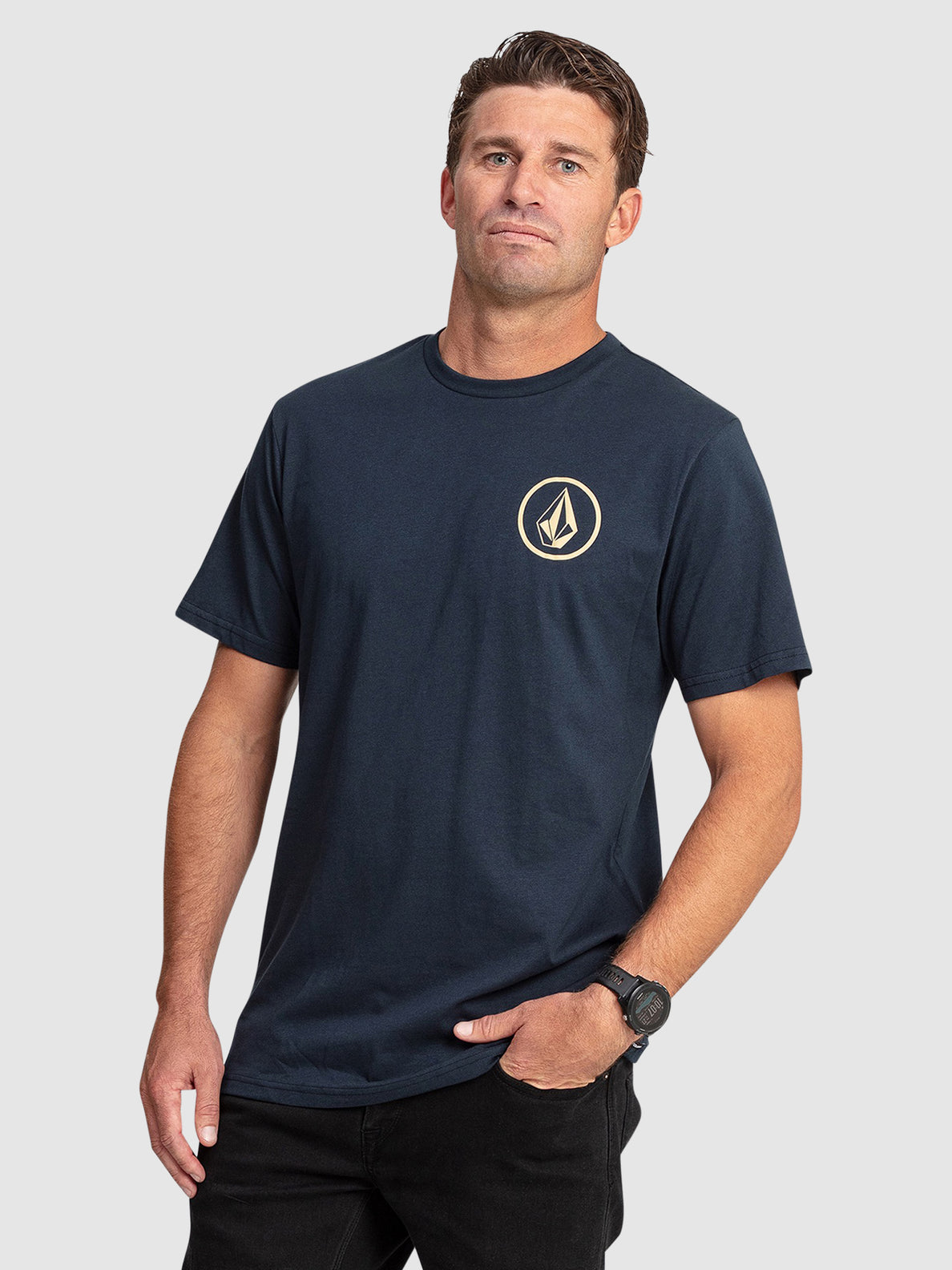 Mini Circle Stone Short Sleeve T-Shirt - Navy (A4302301_NVY) [F]