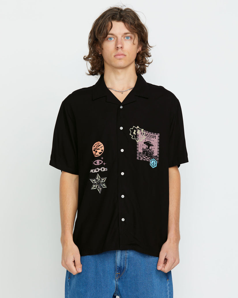 Featured Artist Filip Rygalski Woven Short Sleeve Shirt  - Black