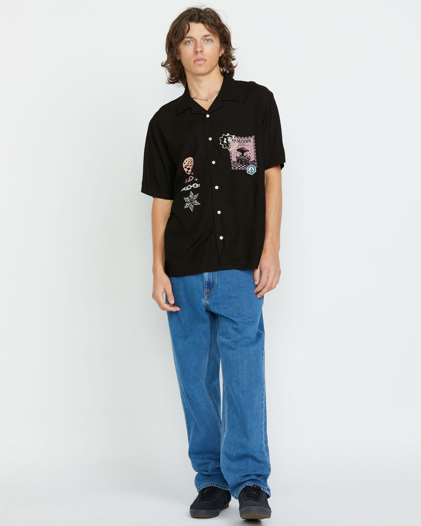 Featured Artist Filip Rygalski Woven Short Sleeve Shirt  - Black