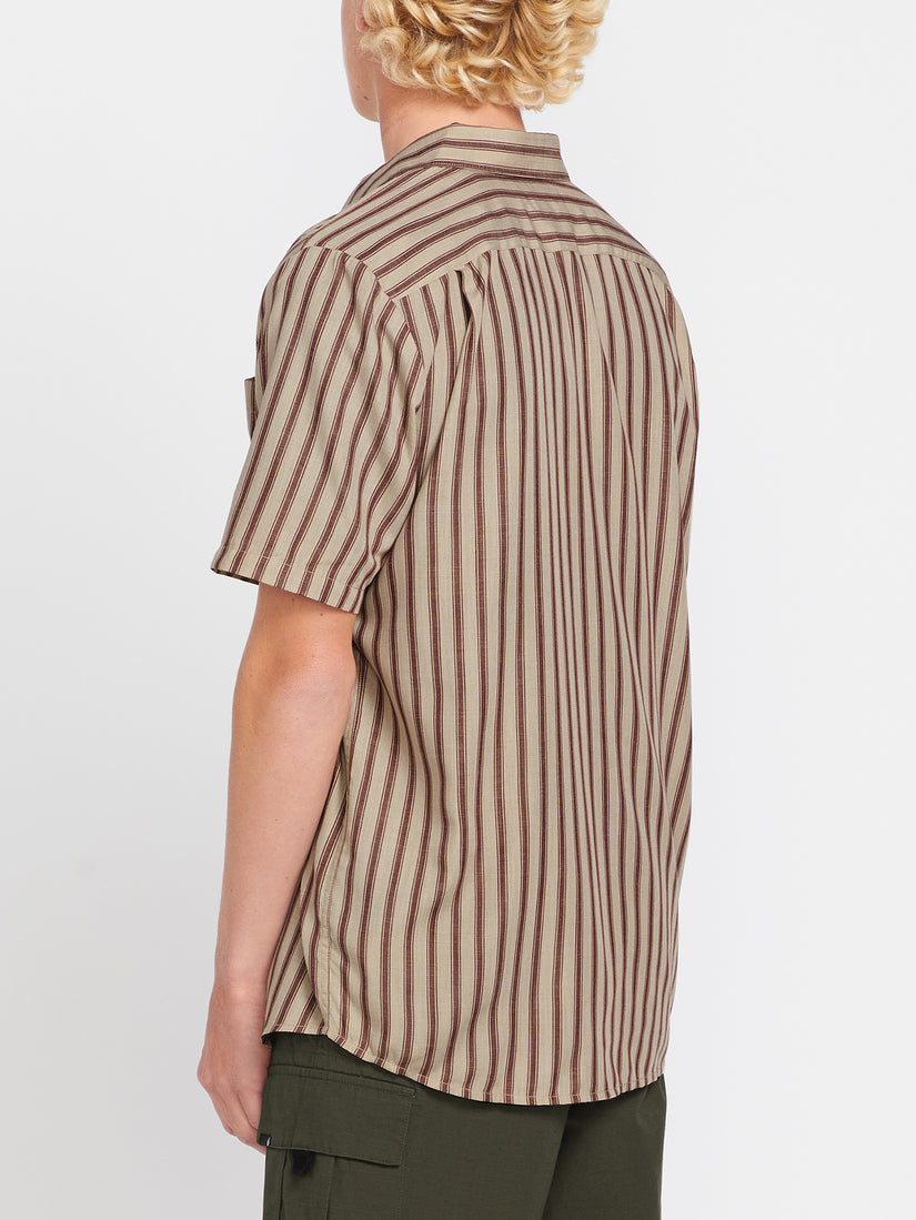 Arvostripe Woven  Short Sleeve Shirt - Light Khaki