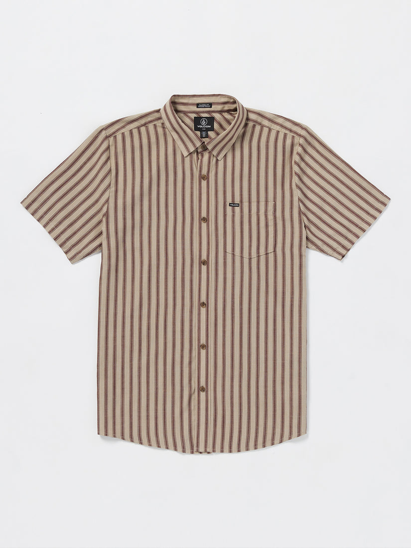 Arvostripe Woven  Short Sleeve Shirt - Light Khaki