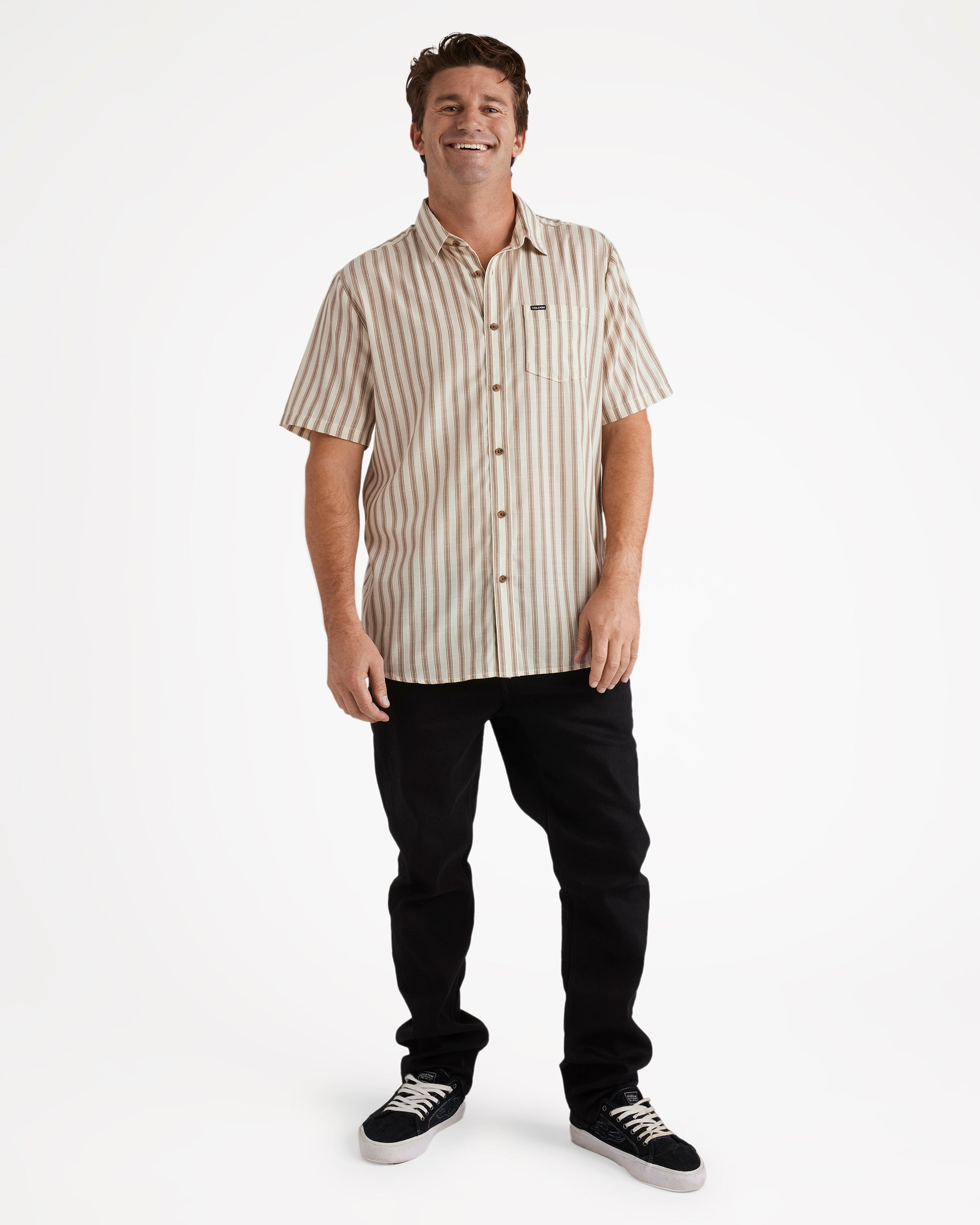 Mens Arvostripe Woven Short Sleeve Shirt