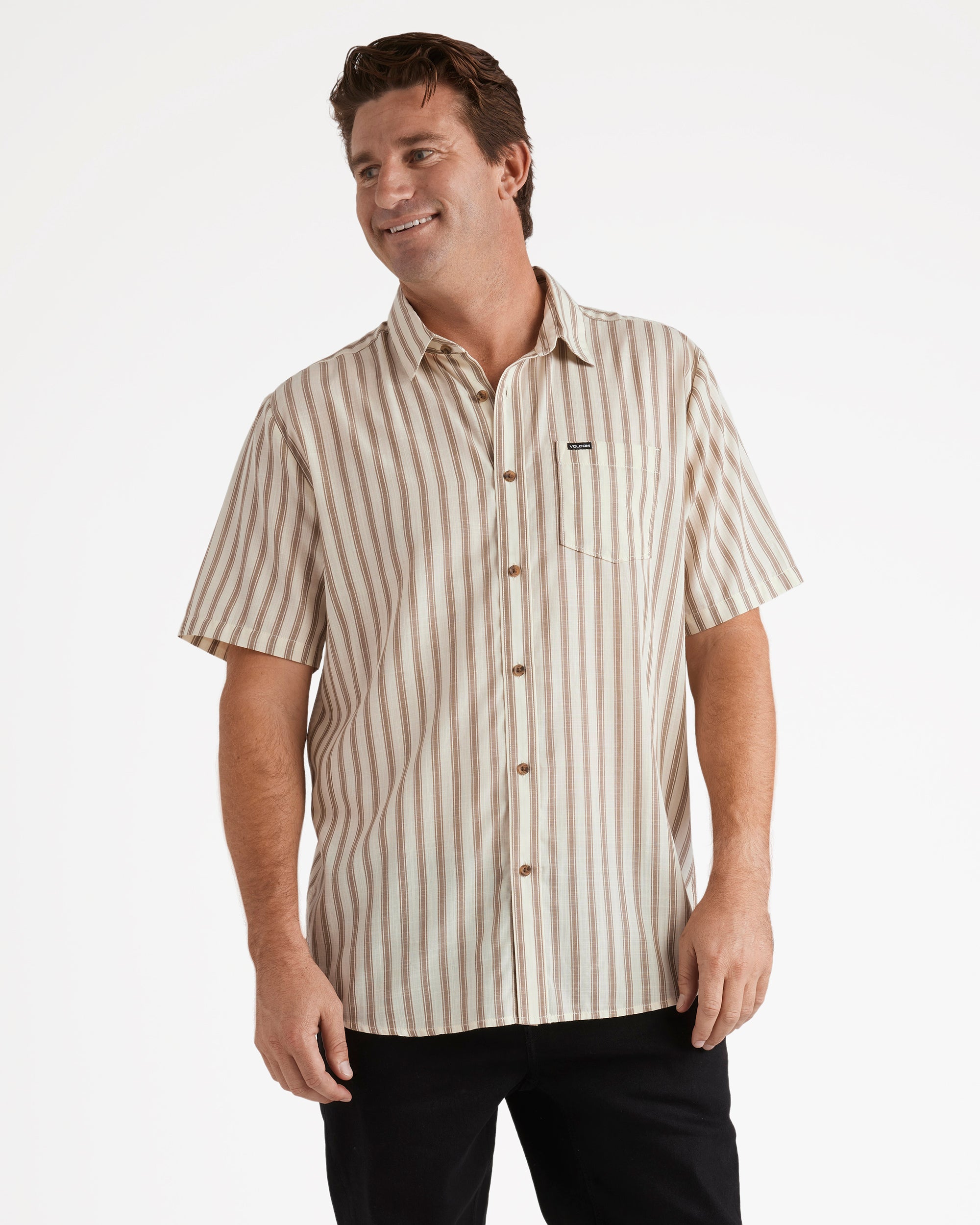 Mens Arvostripe Woven Short Sleeve Shirt