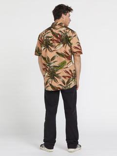 Indospray Floral Woven Short Sleeve Shirt - Sanddune