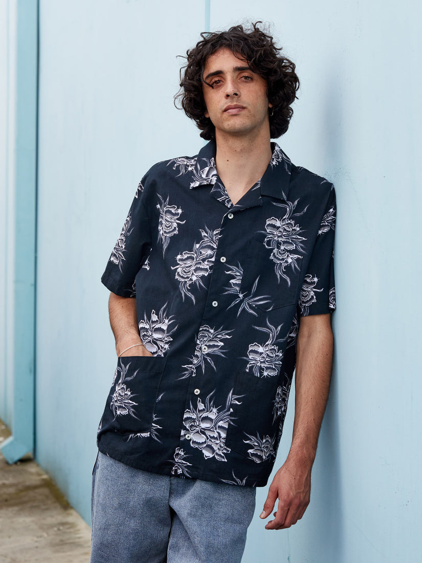 Metal Petal Short Sleeve Shirt - Black