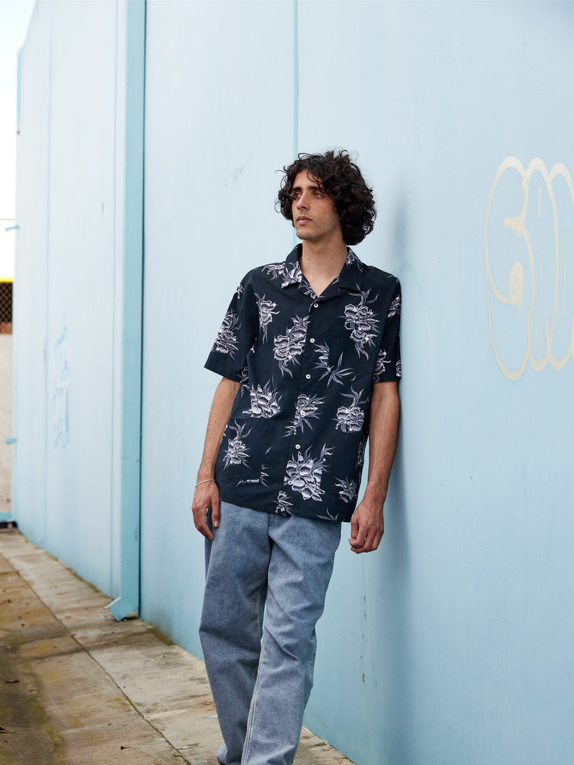 Metal Petal Short Sleeve Shirt - Black