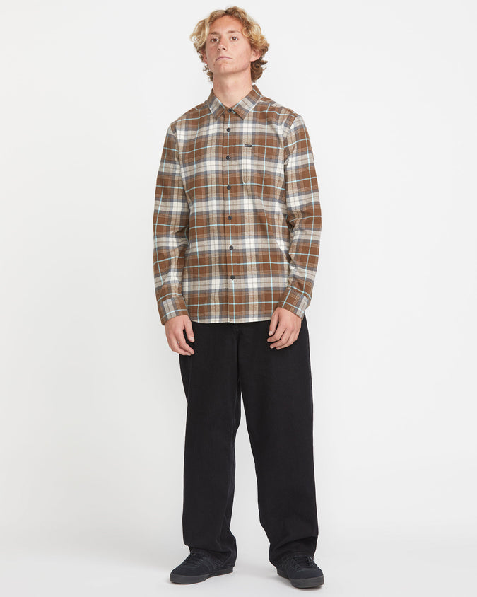 Caden Plaid Long Sleeve Shirt - Dark Earth