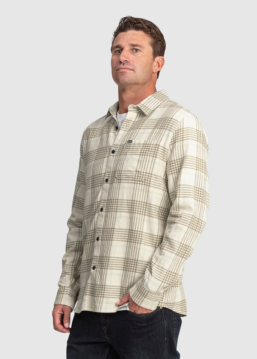 Caden Plaid Long Sleeve Shirt - Dirty White