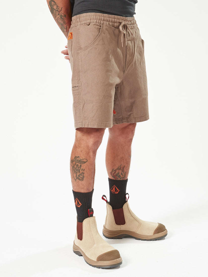 Volcom Workwear Caliper Elastic Waist Short 17" -  Brindle