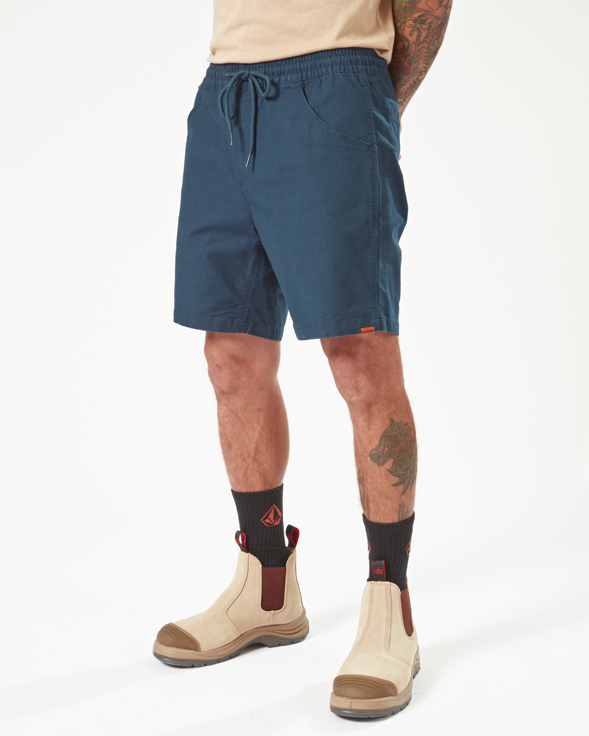 Mens Volcom Workwear Caliper Elastic Waist Short 17"