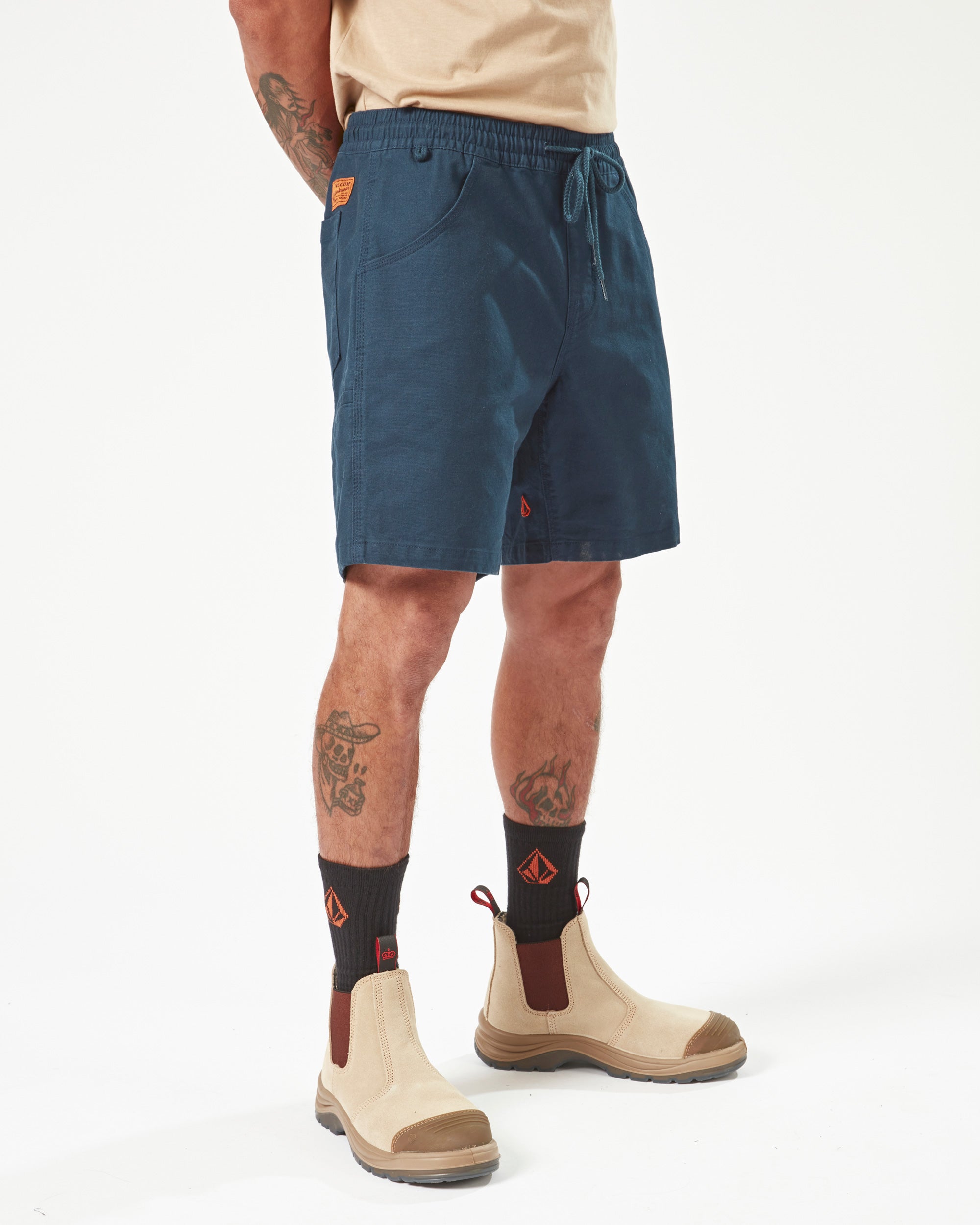 Mens Volcom Workwear Caliper Elastic Waist Short 17"