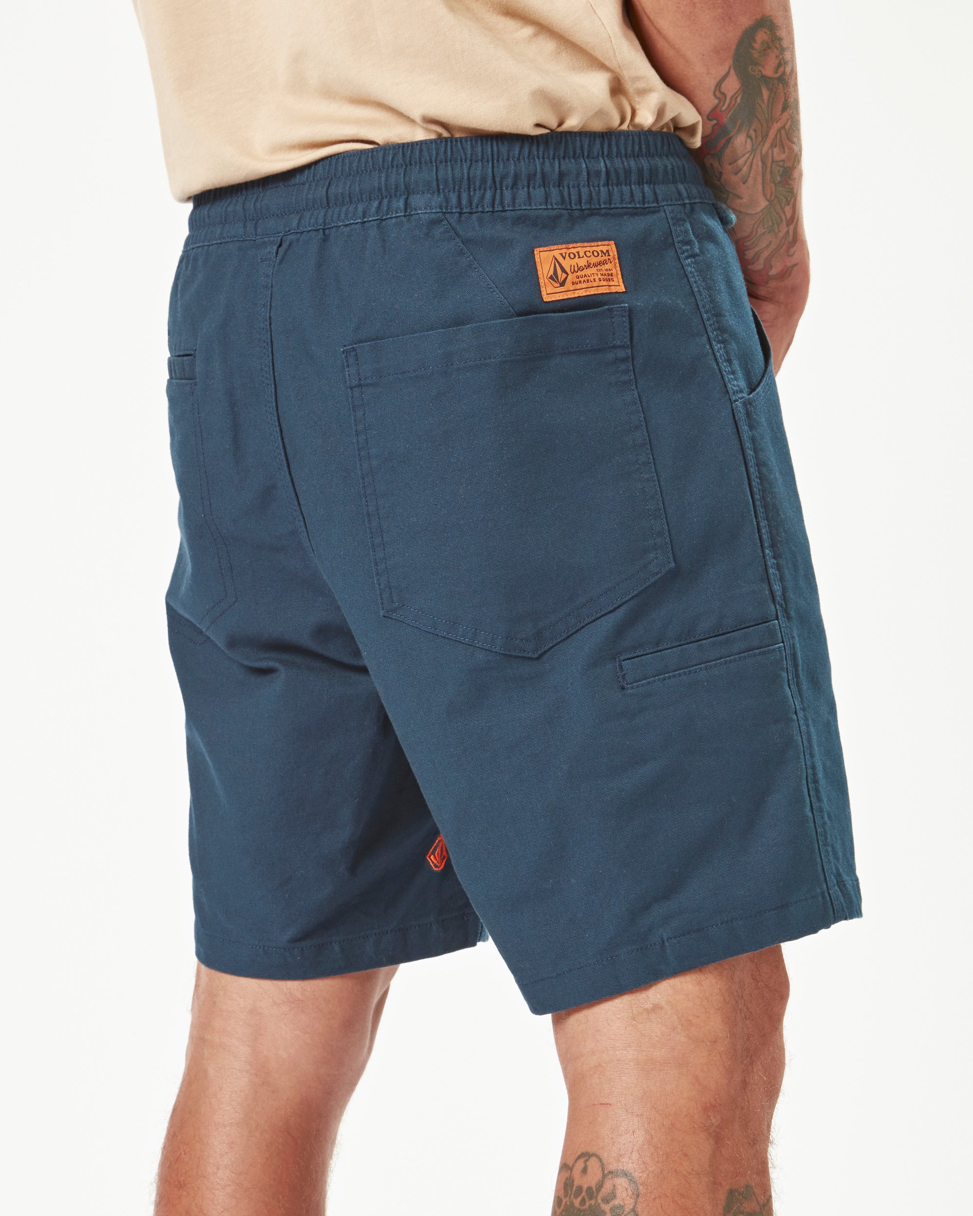 Mens Volcom Workwear Caliper Elastic Waist Short 17"