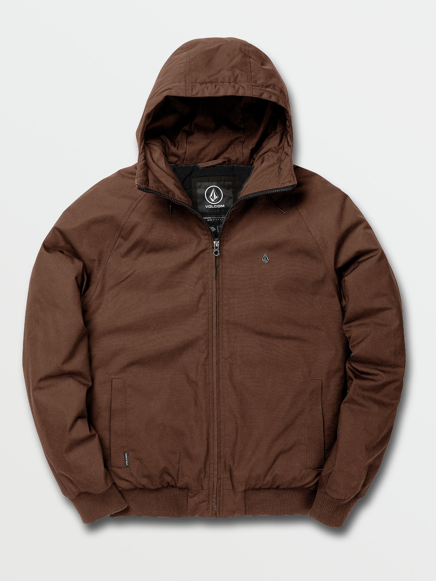 volcom hooded dark grey windbreaker . small stain in volcom hooded dark grey windbreaker . small stain in