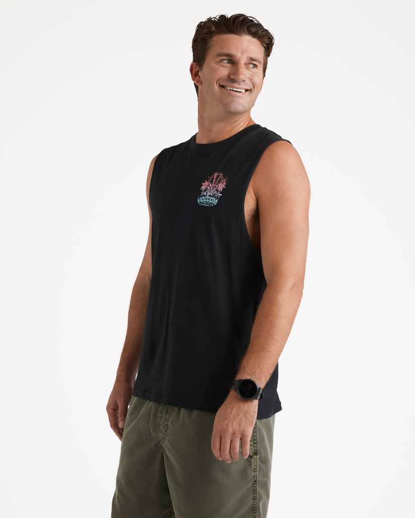 Peace Out Muscle Top - Black