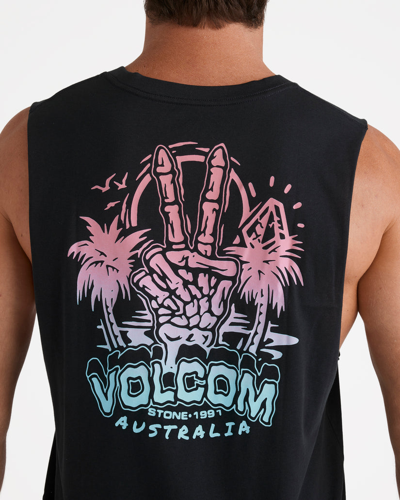 Peace Out Muscle Top - Black