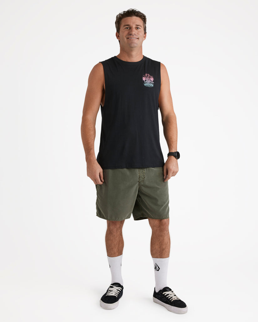 Peace Out Muscle Top - Black