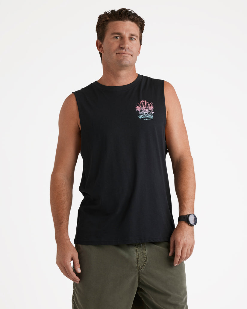 Peace Out Muscle Top - Black