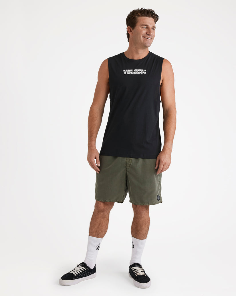 Double Fang Muscle Top - Black