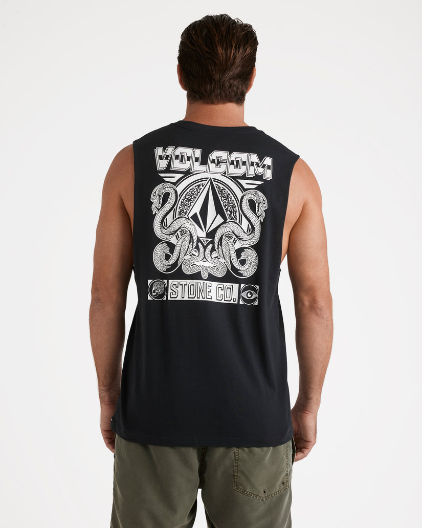 Double Fang Muscle Top - Black