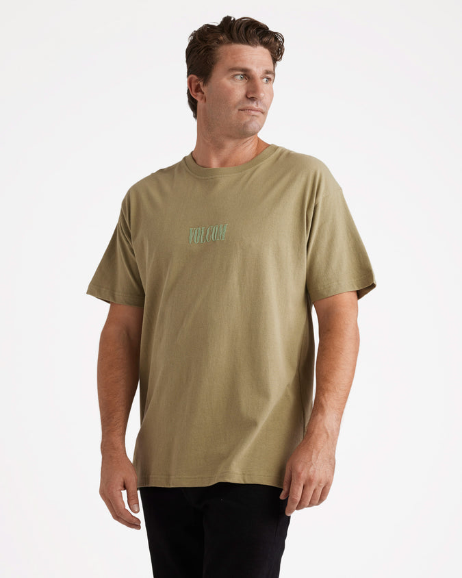 Ripple Stone Loose Short Sleeve Tee - Green tea