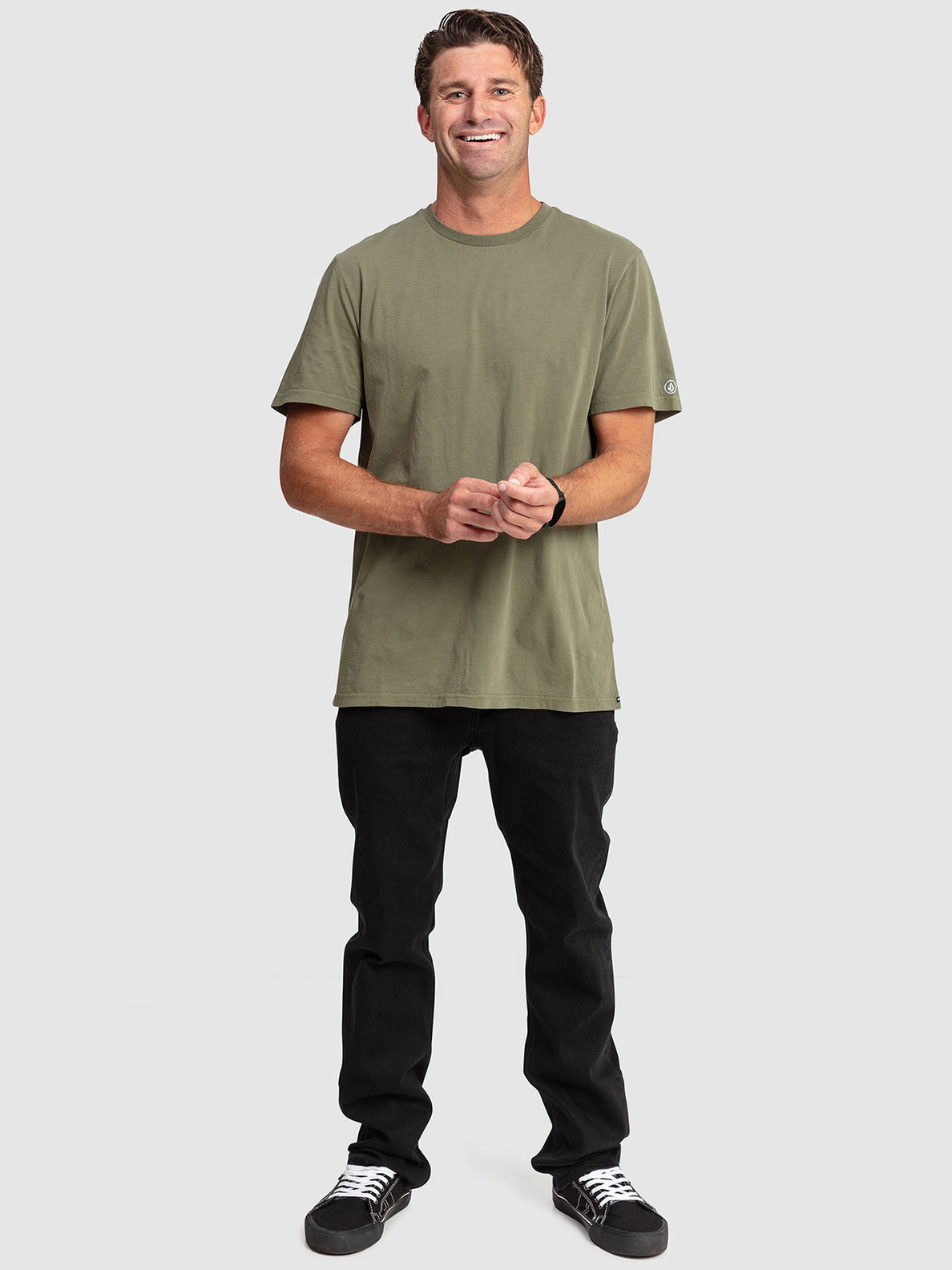 Aus Wash Short Sleeve T-Shirt - Army Green Combo