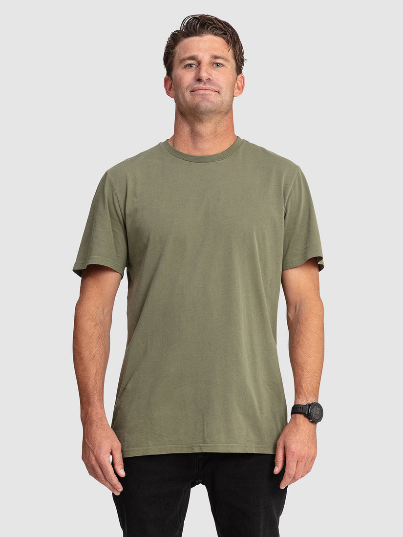 Aus Wash Short Sleeve Tee - Army Green Combo