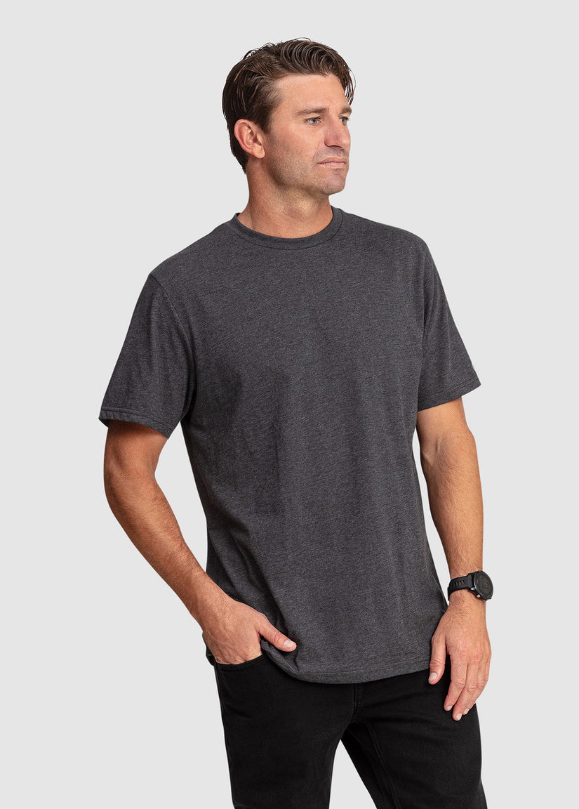 Aus Solid Short Sleeve Tee - Charcoal Heather