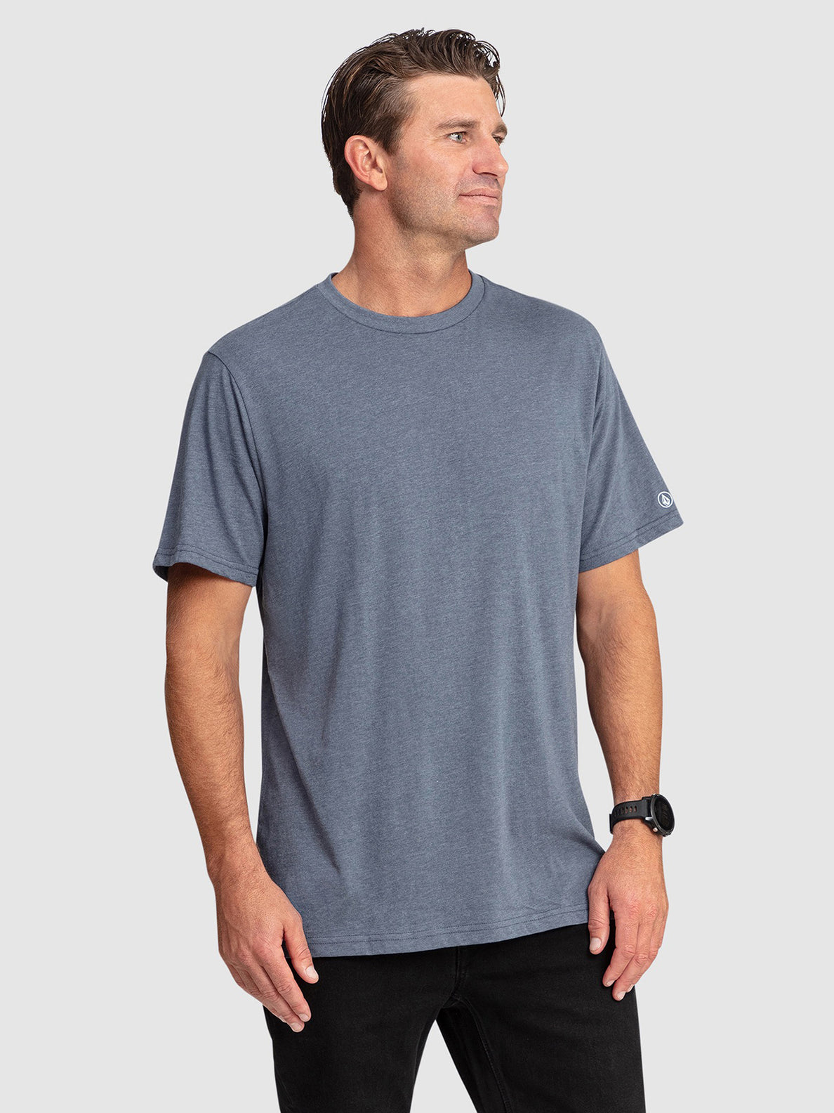 Aus Solid Short Sleeve Tee Shirt - Smokey Blue