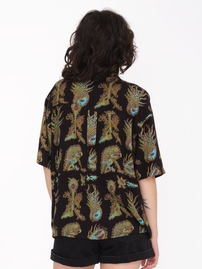 Featured Artist Tetsunori Woven Short Sleeve Shirt - Black