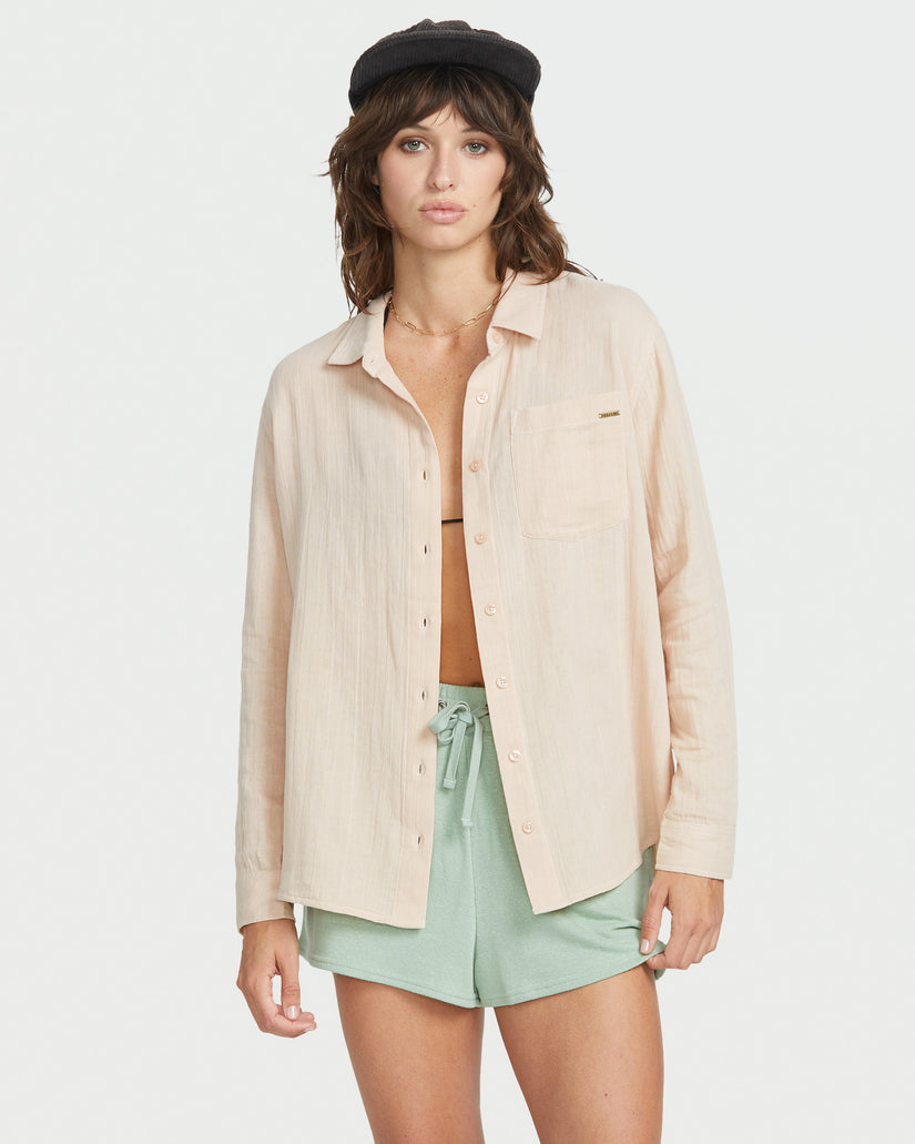 Lived In Lounge Long Sleeve Top - Champagne Gold