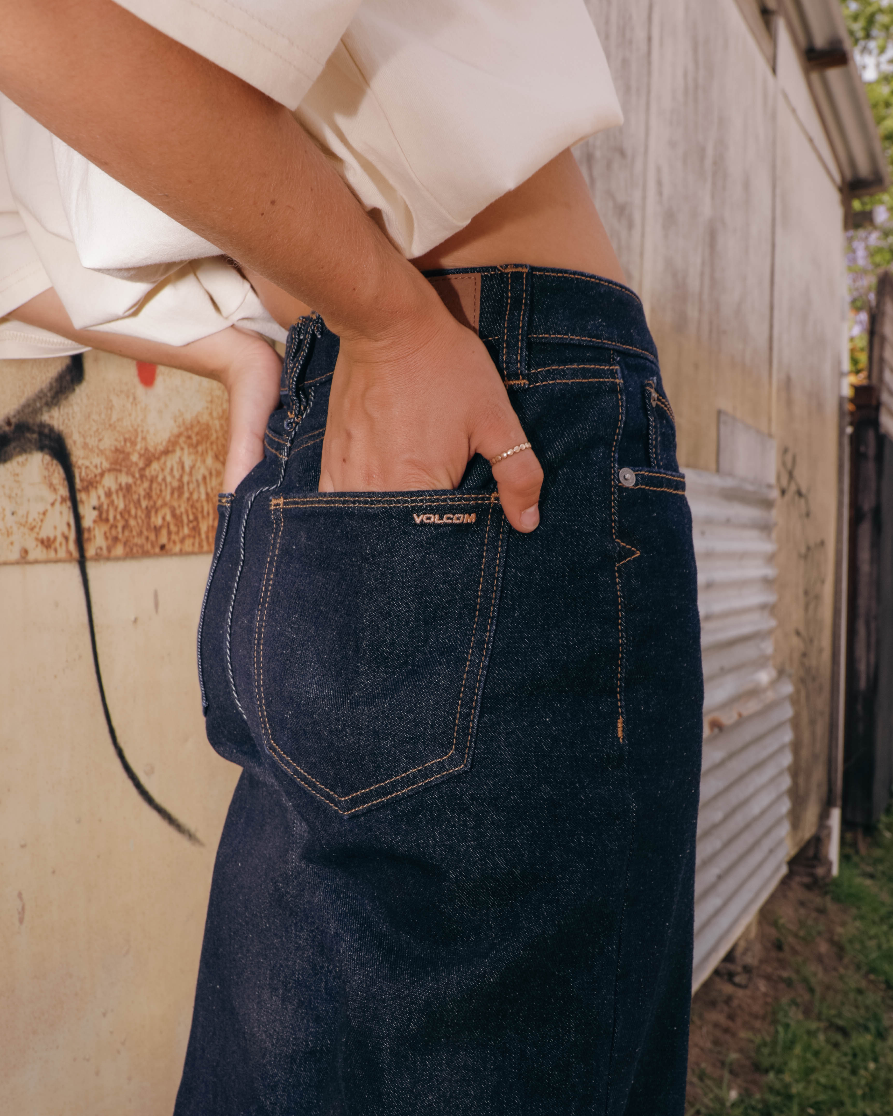 Womens Stoned BF High Rise Denim Jeans